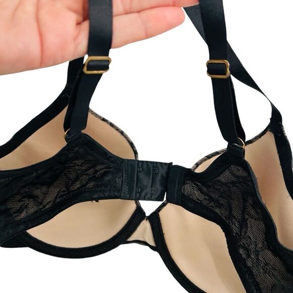 Natori Calais Contour Underwire Floral Bra black lace overlay size 32DD - Picture 4 of 6